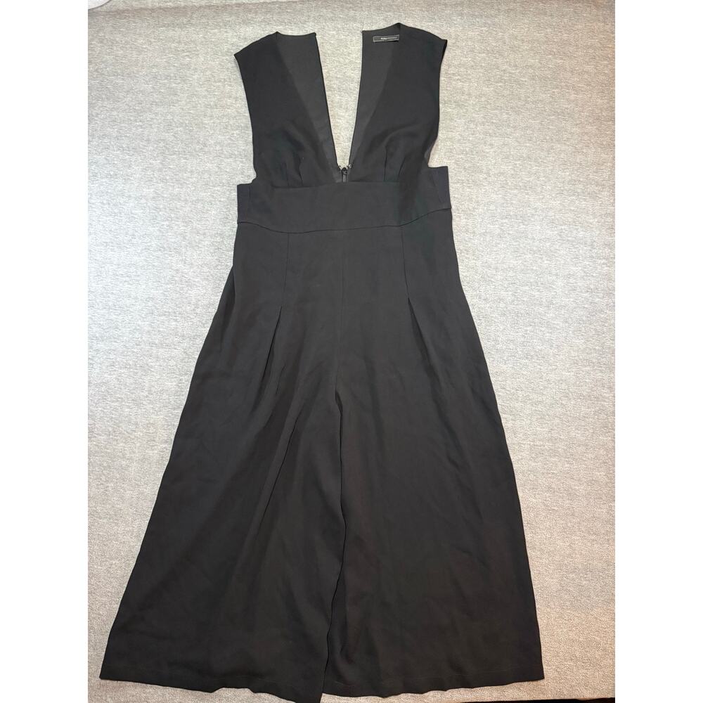 BCBG Maxazria Women’s Romper-Large/Black/Wide Leg/Wide Strap/Pockets